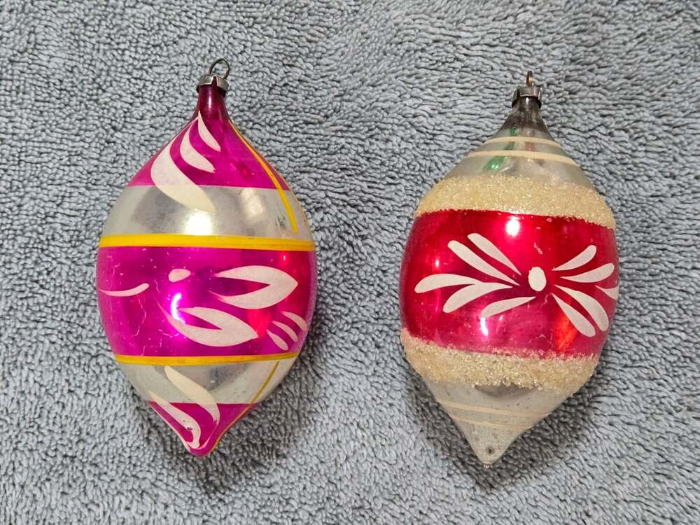 Vintage German Mercury Glass Teardrop Christmas Ornaments Lot 2